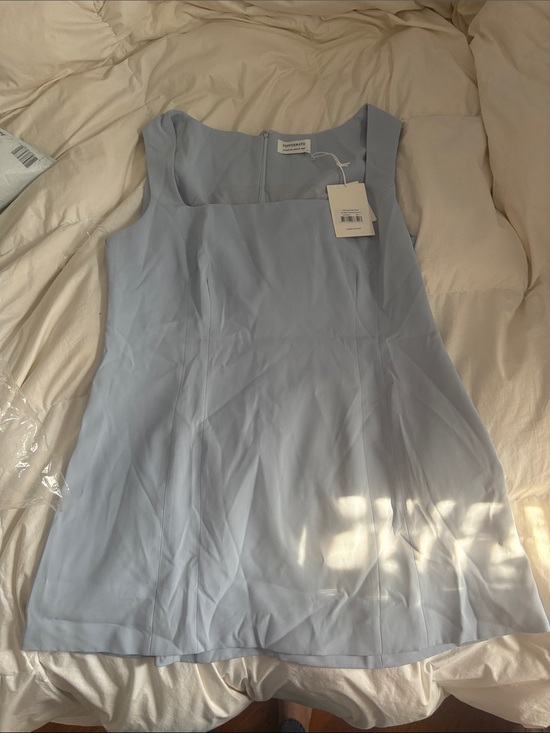 Peppermayo Dresses & Skirts - Peppermayo Pale Blue Square Neck Sleeveless Dress Lucky Charm Mini Dress size 12